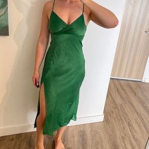 Zara green satin dress